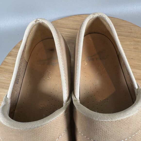S Dansko Vegan Volley Clogs Womens 37 6.5-7 Tan Canvas Slip On Shoes - Picture 7 of 8